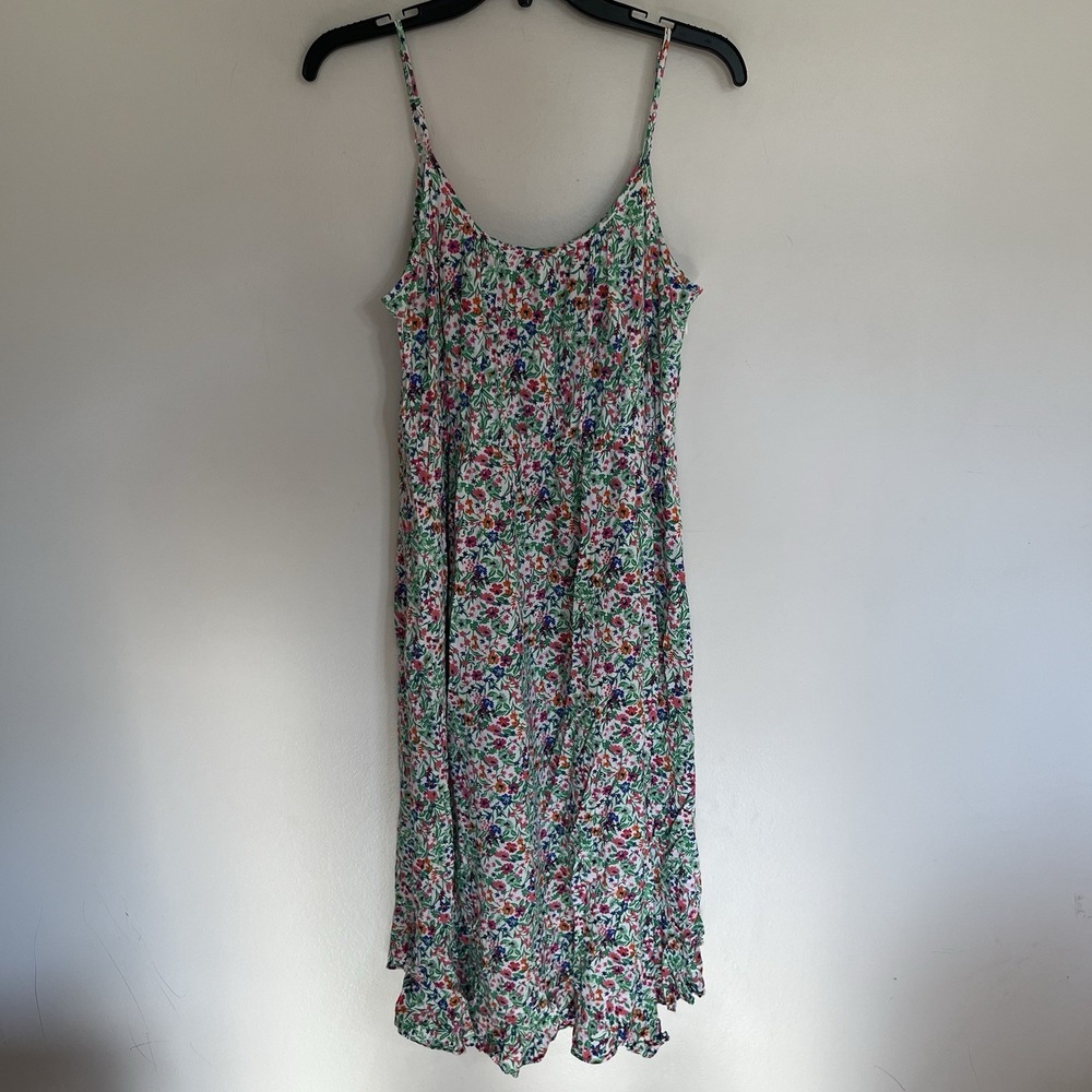 J.Crew Womens Floral Ruffle Hem Midi Dress Multi-Color Viscose Size 8